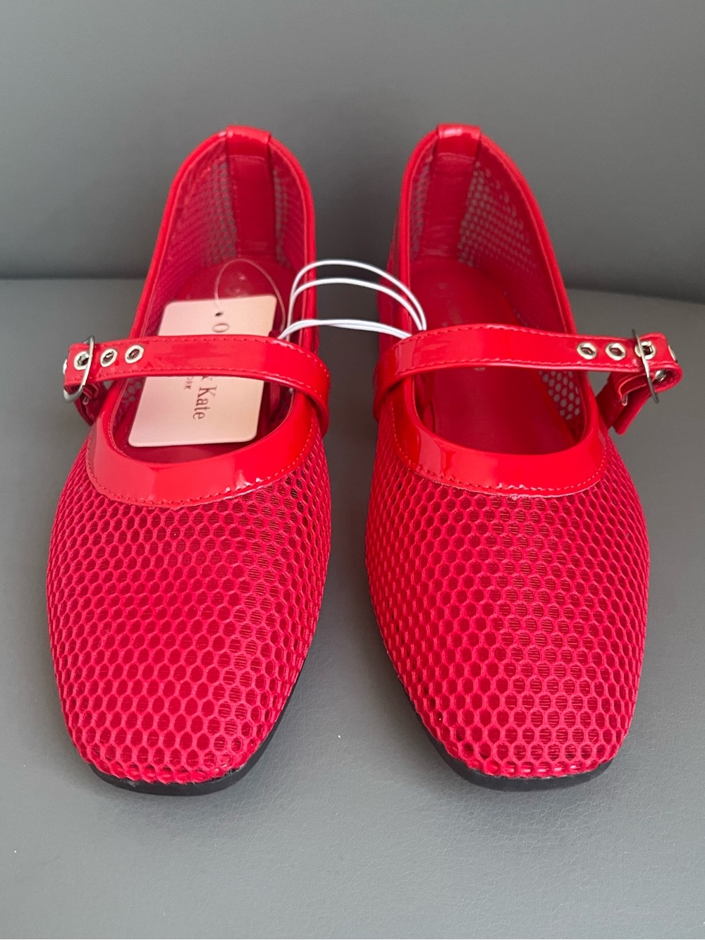 Olivia & Kate Dreaming Mesh Mary Jane Flat Sandals Red Women’s Size 7